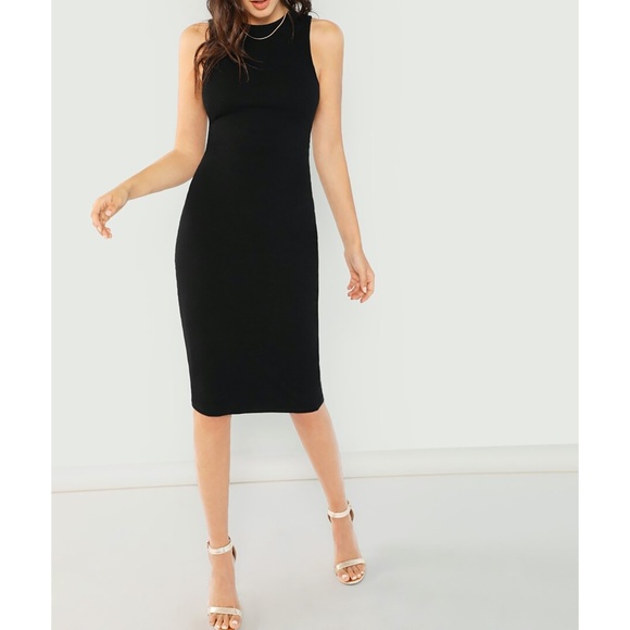 MBM Unlimited Dresses & Skirts - Black Sleeveless Solid Ribbed Bodycon Midi Dress